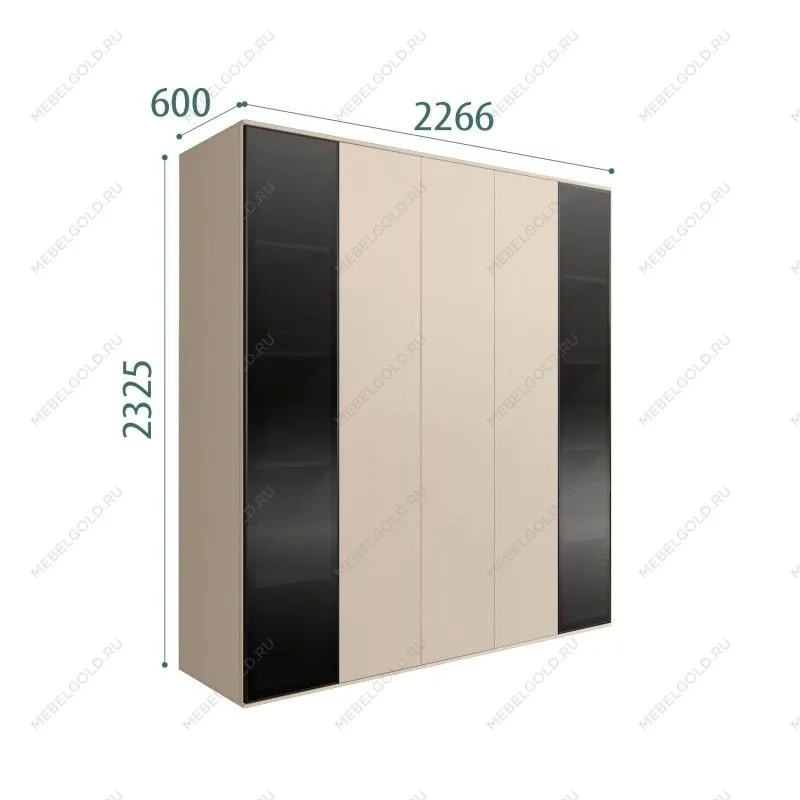 Шкаф 5-ти дв. Bogemia Air (Ваниль/Черный) БМШ2/5(2)