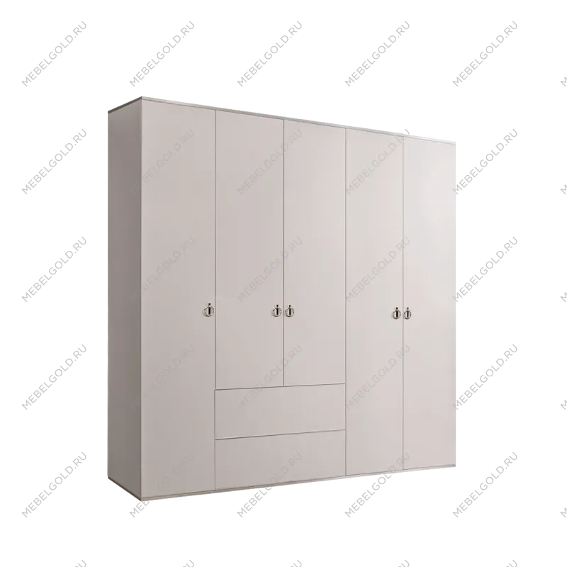 Шкаф 5-ти дверный с ящиками Римини (Слоновая кость/Серебро) РМШ2/51