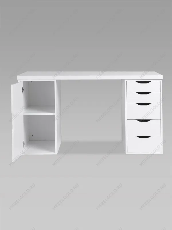 Стол письменный Ингар, с дверцей и 5 ящиками, 140x75x55, белый | изображение 11