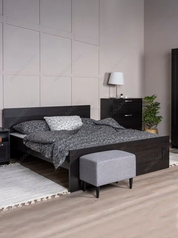 Кровать двуспальная Сириус, 160х200 см, черный, дуб венге | изображение 2