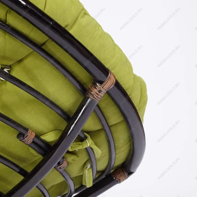 Кресло-качалка Papasan с подушкой Античный коричневый/флок Олива | изображение 1