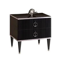 Тумба прикроватная 2 ящика Римини СОЛО (Черный/Серебро) РМТП-2(s)