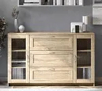 БРИМНЭС / СИРИУС тумба ИКЕА / IKEA 2 двери со стеклом и 3 ящика 156х95 сонома | изображение 4