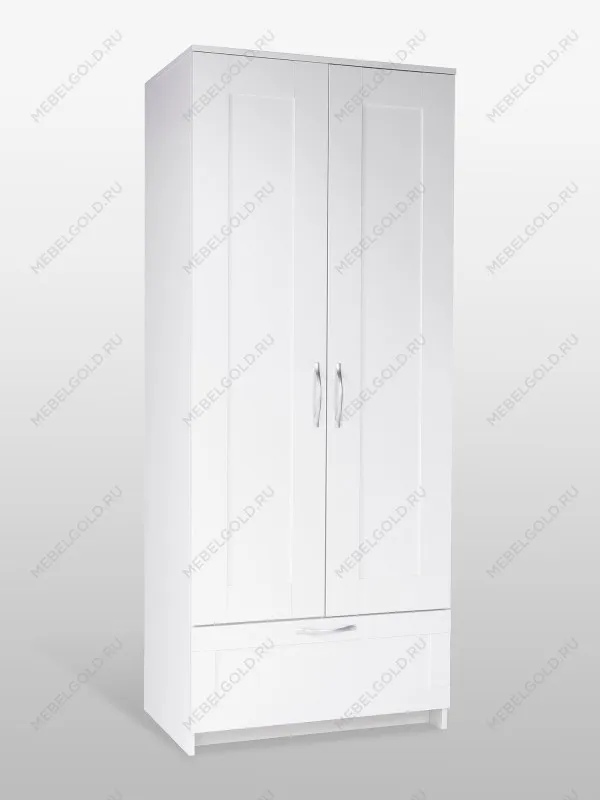 Шкаф Сириус узкий, с выдвижной вешалкой, 2 двери и 1 ящик, 78х41х190 см, белый | изображение 9