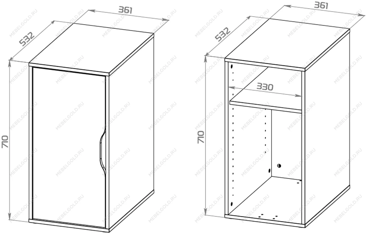 ИНГАР ДВ тумба 36x71x53, серо-бирюзовый | изображение 2