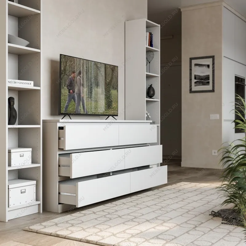 Комод Варма, 6 ящиков, горизонтальный, 160х78х40 см, эмаль белая | изображение 6