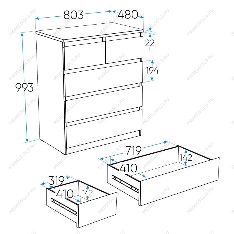 МАЛЬТА комод ИКЕА / IKEA 3+2 ящика 80х99 сонома | изображение 4