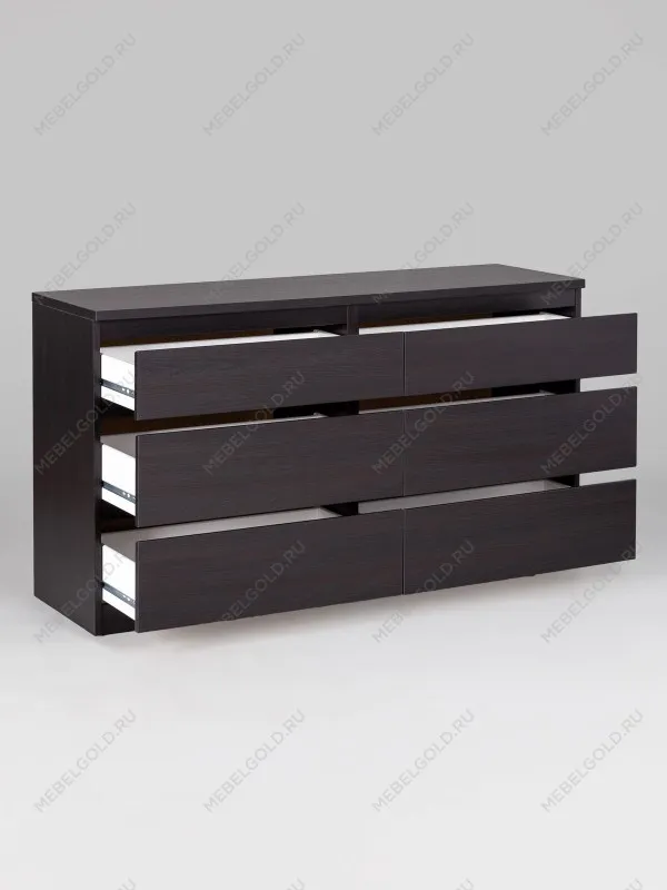 Комод Кастор, 6 ящиков, 129х40х71 см, черно-коричневый, дуб венге | изображение 16