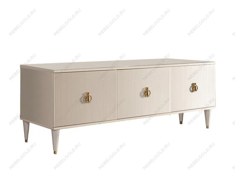 Тумба под телевизор (3 двери) Римини СОЛО (Бежевый/Золото) РМТ-2(s)