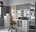 ИНГАР стол письменный ИКЕА / IKEA белый, 140x75, с одной тумбой | изображение 3