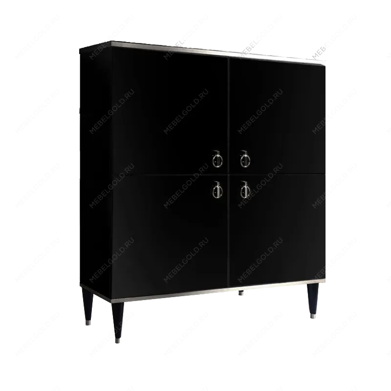 Пенал 4 двери Римини (Черный/Серебро) РМП-3