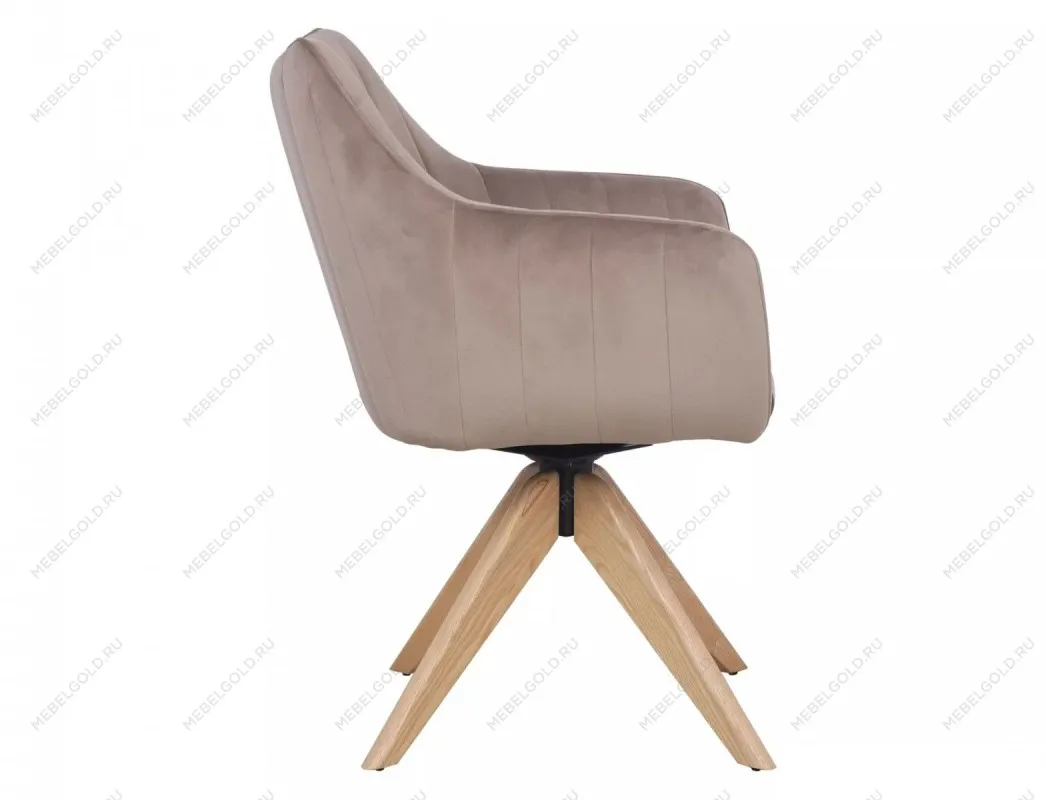 Стул кухонный Signal AZALIA D Velvet Bluvel 40 поворотный (темно-бежевый/дуб) | изображение 2
