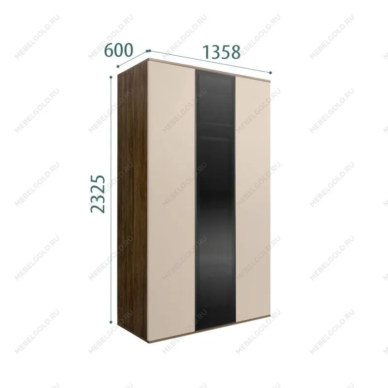 Шкаф 3-х дверный Bogemia Woodline Air (Ваниль/Черный) БМШ2/3(1)