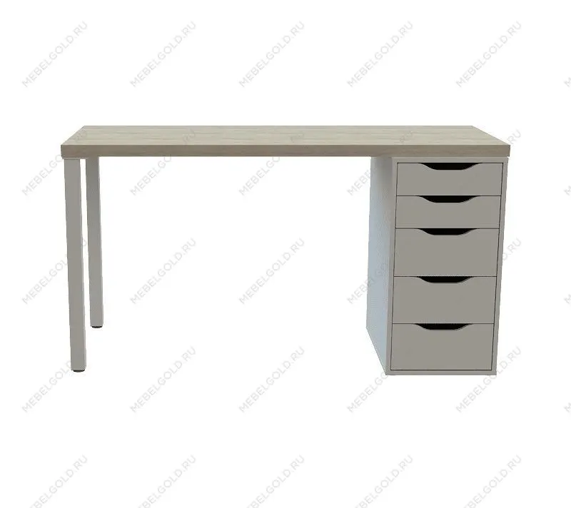ИНГАР стол письменный ИКЕА / IKEA 1/5Т 120x75x55, дуб беленый/белый | изображение 1