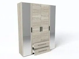 Шкаф 4-х дверный, Мале (1816*544*2278) Дуб галифакс белый, 11213