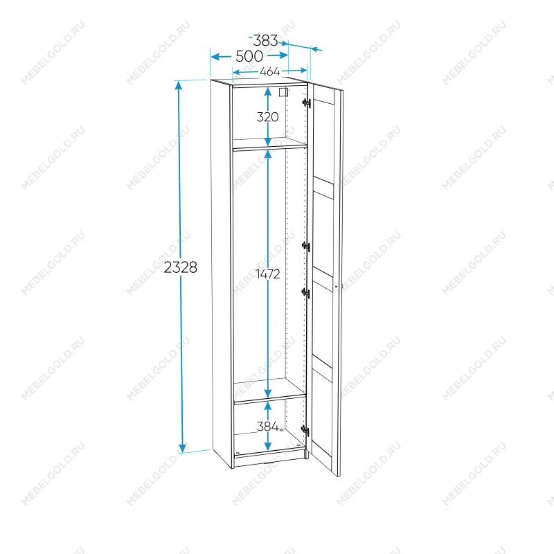 МАКС шкаф 1 дверь 50х38х233 серый | изображение 2