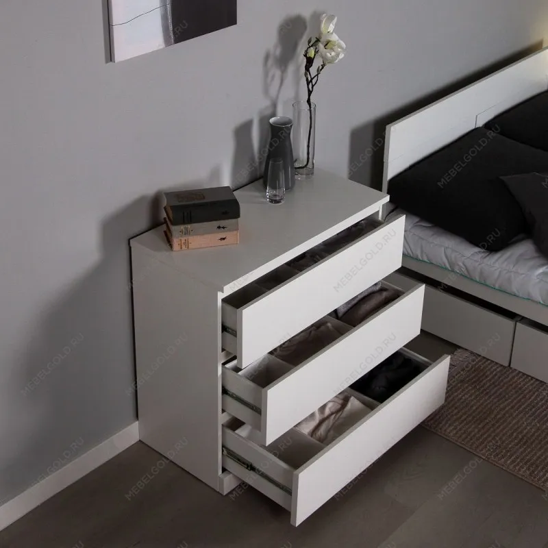 Комод Варма, 3 ящика, 80х78х40 см, эмаль белая | изображение 2