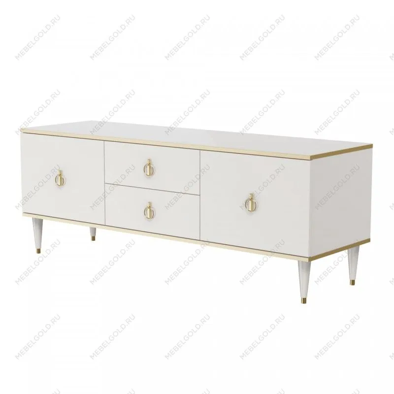 Тумба под телевизор Римини (Белый/Золото) РМТ-3