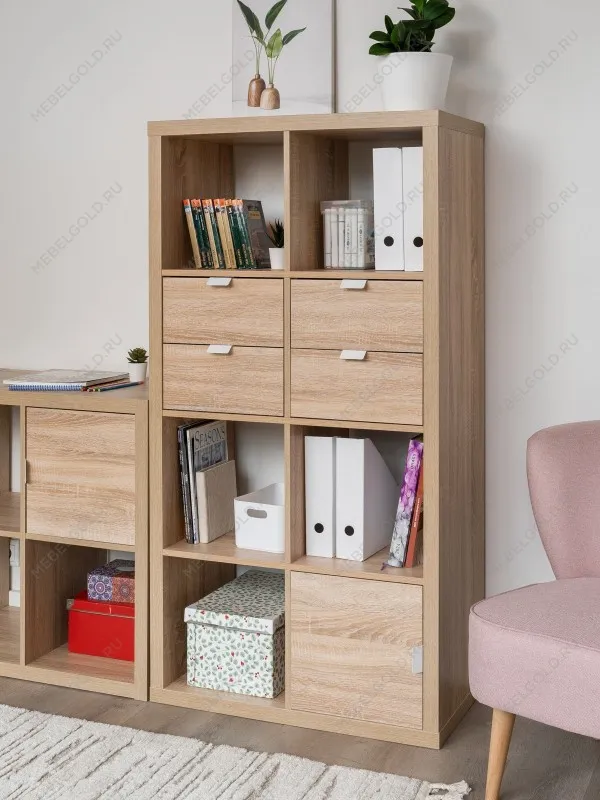 Модуль с двумя ящиками , для стеллажа ФОРА, ручка металл, 33х33х37, дуб беленый | изображение 11