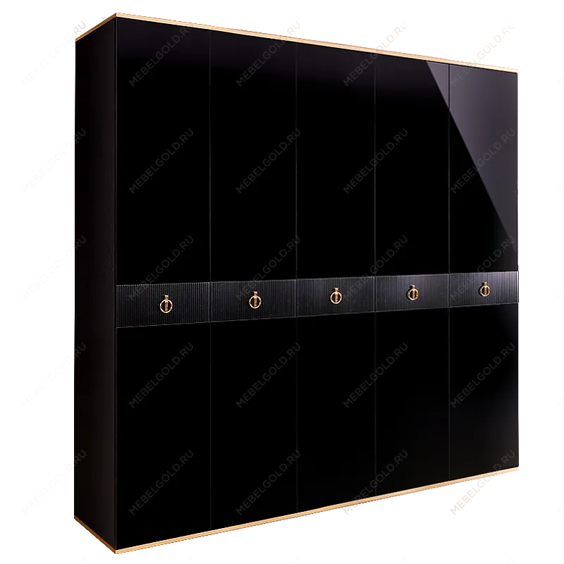 Шкаф 5-ти дверный Римини СОЛО (Черный/Золото) РМШ2/5(s)