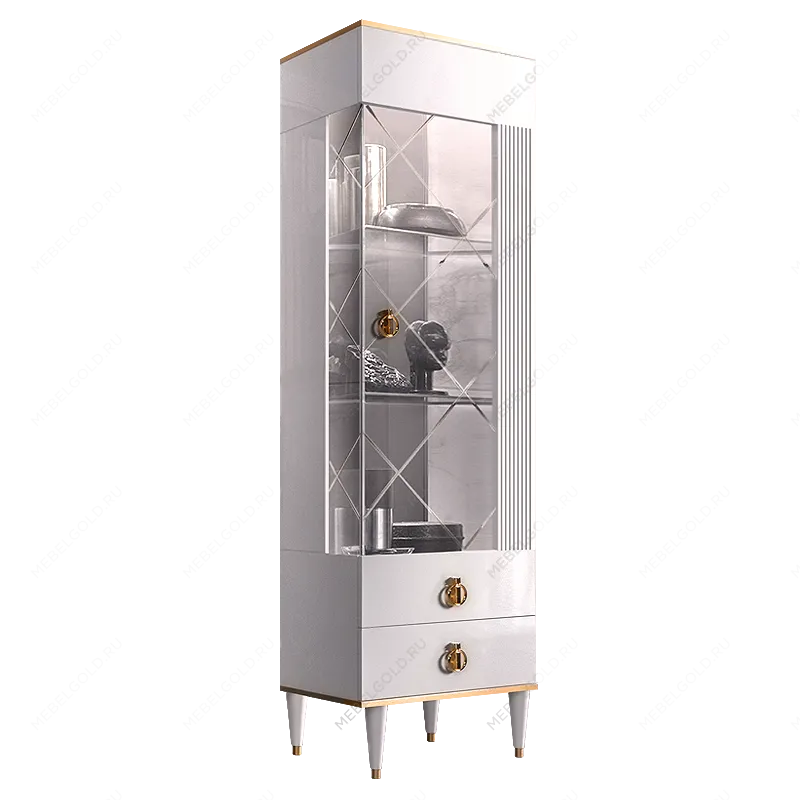 Витрина 1-ств. (правая) Римини СОЛО (белый золото) РМВ1-1С (s) - Выставка Балашиха