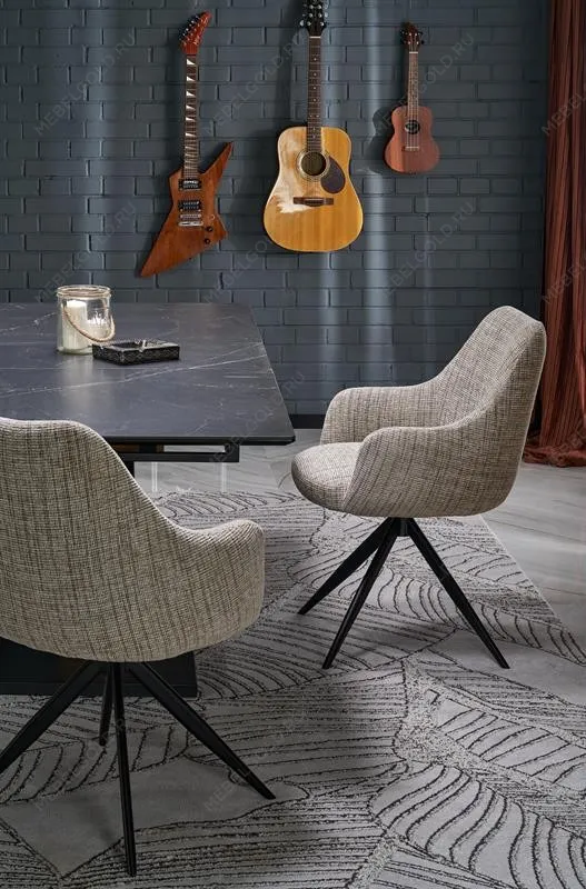 Стол обеденный Halmar VOLANT 160 (черный мрамор/дуб золотой) | изображение 8