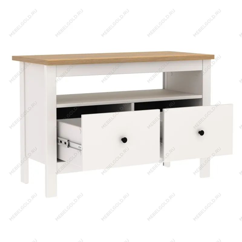 Тумба Сага, 2 ящика, 91х42х63 см, белая/ясень | изображение 14