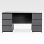 КАСТОР (KULLEN) стол письменный 6 ящиков 151х65 серый | изображение 1