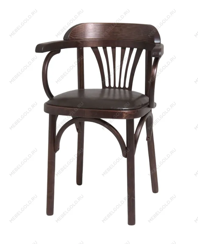 Стул Венский Михаэль мягкий (темный тон, экокожа коричневая)