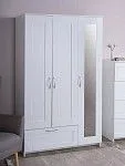 Шкаф Сириус, 3 двери и 1 ящик, 117х50х190 см, с зеркалом, белый | изображение 7