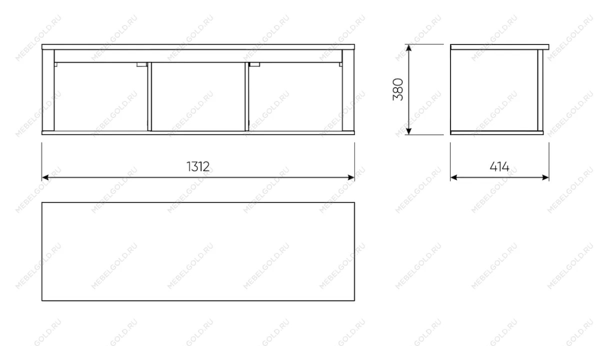 САГА полка навесная 3 секции темно-бирюзовая/ясень | изображение 1