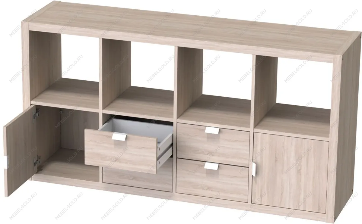 Стеллаж Фора, 8 полок, 77х147х38 см, дуб беленый | изображение 10