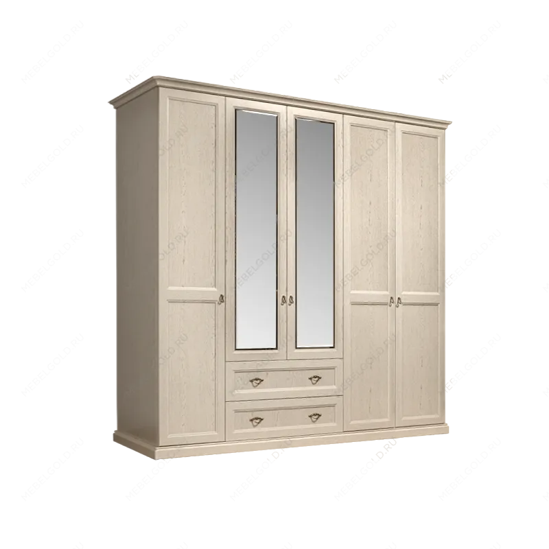 Шкаф 5-и дв. (с зеркалами) для платья и белья с выдвижными ящиками Венеция дуб седан ВНШ1/51