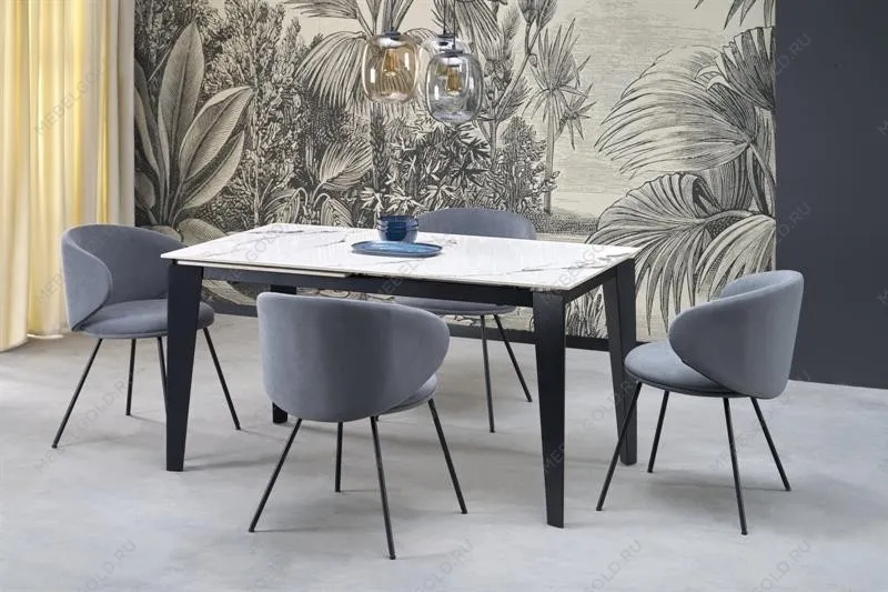 Стол обеденный Halmar FELIX раскладной (белый мрамор/черный) | изображение 10