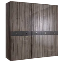 Шкаф 5-ти дверный Римини СОЛО (Орех империя/Серебро) РМШ2/5(s)