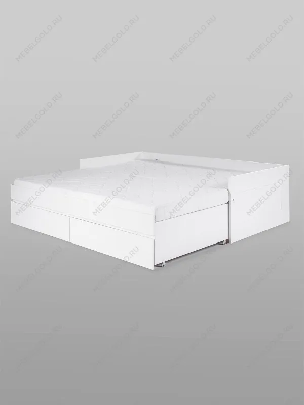 Кровать раздвижная Сириус, с ящиками, 80х200/160х200 см, белая | изображение 14