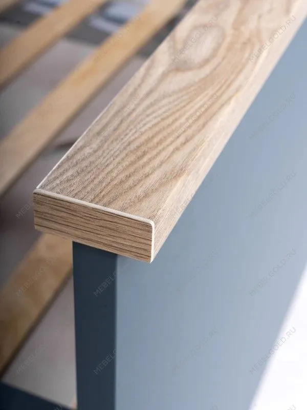 Кровать двуспальная Сага, 140х200 см, темно-бирюзовая/ясень | изображение 5