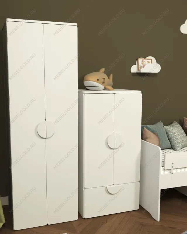 ПИКСИ шкаф распашной с 2 дверьми, полкой и ящиком 60х57х123, робкий подснежник | изображение 4