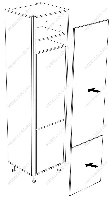Пенал ПХ, Женева (642*586*2456) Дуб Палермо/Синий матовый, 22537 | изображение 1