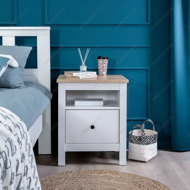 САГА тумба прикроватная белая/ясень | изображение 5