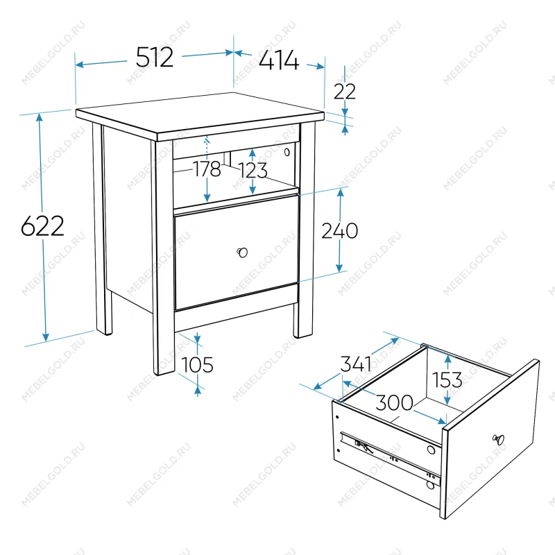 САГА тумба прикроватная белая/ясень | изображение 4