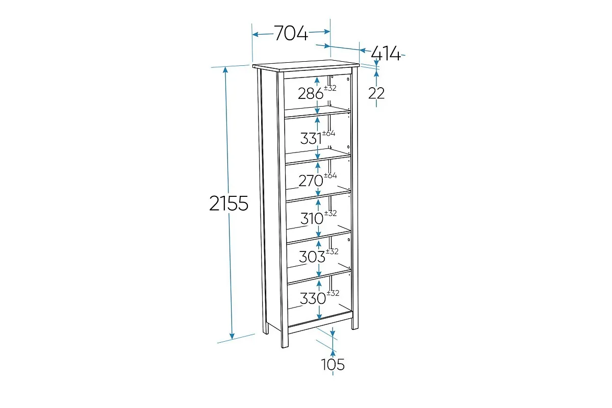 Стеллаж Сага, 70х42х215 см, кашемир/ясень | изображение 2