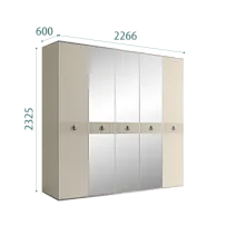 Шкаф 5-ти дверный с зеркалом Римини СОЛО (Ваниль/Серебро) РМШ1/5(s)