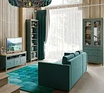 САГА шкаф с витриной 90 темно-бирюзовый/ясень | изображение 6