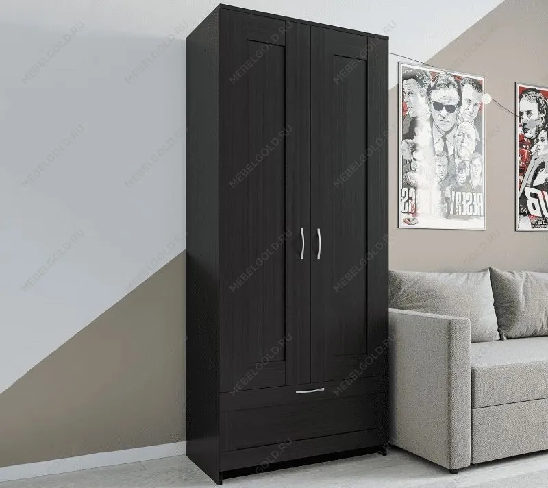 БРИМНЭС / СИРИУС Шкаф ИКЕА / IKEA для одежды 2 двери и 1 ящик Дуб Венге | изображение 4