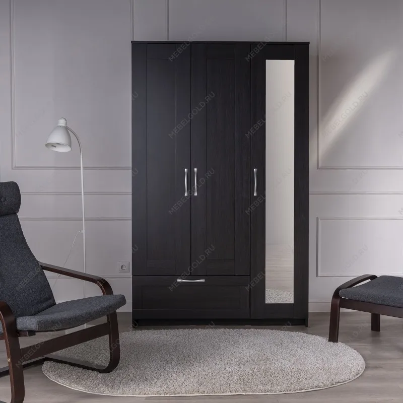 БРИМНЭС / СИРИУС Шкаф ИКЕА / IKEA комбинированный 3 двери и 1 ящик Дуб Венге | изображение 3