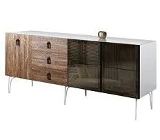 Комод 2.1м Bogemia Wood Fa (Белый) (Lakobel/Черный) БМКМ-5(Wo)[5][10]