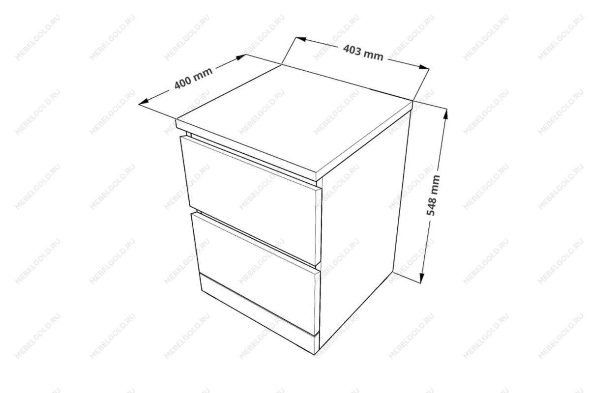 Тумба прикроватная Варма, 2 ящика, 40х55х40 см, эмаль серая | изображение 6