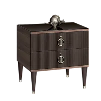 Тумба прикроватная 2 ящика Римини СОЛО (Орех империя/Серебро) РМТП-2(s)