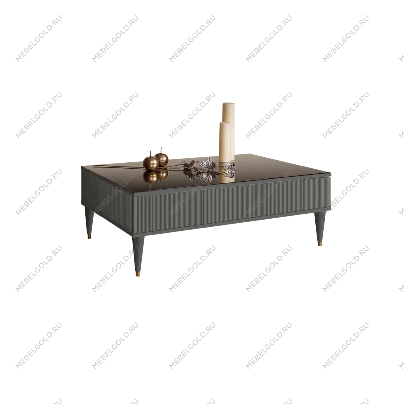 Журнальный столик с ящиком Римини СОЛО (Серый/Золото) РМСТ-2(s)